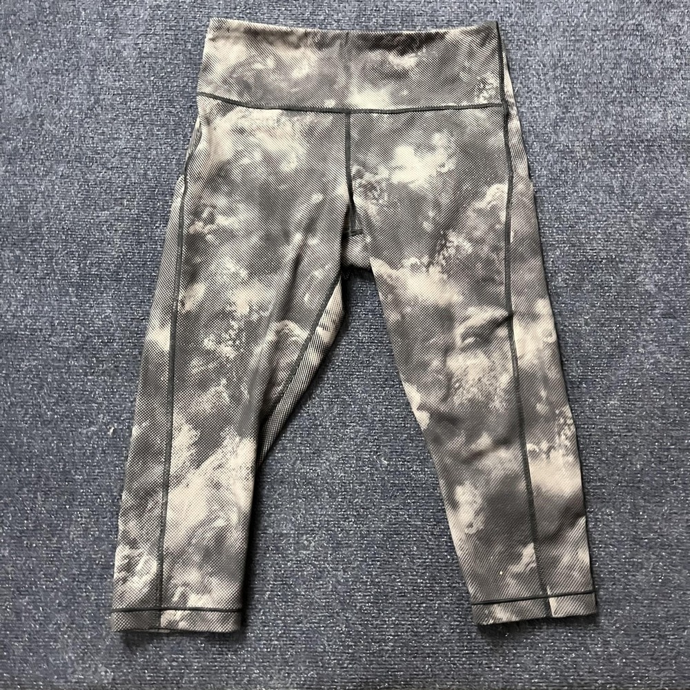 Athleta Ultimate Stash‎ Capri Leggings Womens 1X Gray Tie Dye High Rise Yoga